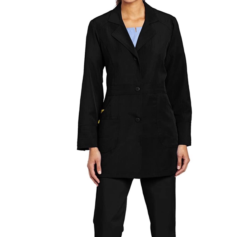 WonderWink Women's Four-Stretch Lab Coat in Black